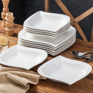 مجموعات أدوات المائدة مجموعات Malacasa Series Elvira 12piece Porcelain Plates مع 6 Soup Dinn