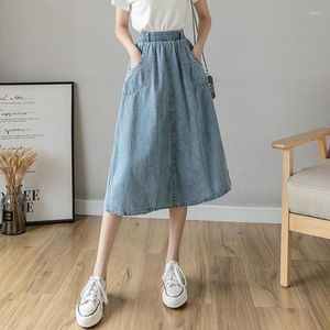 Skirts Blue Harajuku Summer High Waist Streetwear The Flowy Fashion Spring Womens Skirt Vintage Clothes Denim Long