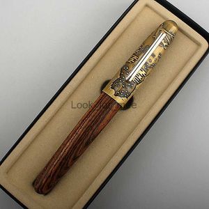 Fountain Pens Jinhao 9056 Drewniana fontanna Pen F/M NIB Tiger Cap z tuszem konwerter