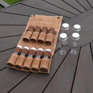 Camp Kitchen Spice Jar Storage Bag Food Seasoning Bottle Holder Condiment Container Bags Outdoor Camping Hiking kitchen Cookware Accessory 230904