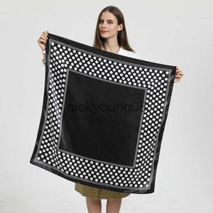 Kolye Eşarp İpek Başlık Eşarp Kadın Moda Siyah Beyaz Polka Dot Baskı Saç Bant Bağları El Kerchief Folard Femme Luxe Marque Hican X0904