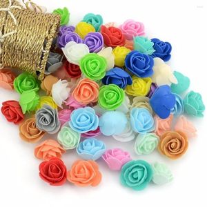 Flores decorativas 50 pçs/saco mini espuma pe rosa flor cabeça artificial artesanal diy casamento decoração para casa fontes de festa festiva