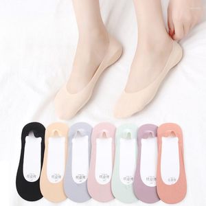 Women Socks 5Pairs/Lot Summer Thin Invisible Solid Cotton Light Mouth Short Ice Silk Traceless Towel Bottom Boat