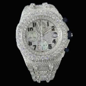 Stones 2024 APS Version Uhren Moissanite Silver Pass Test Mens VVS Diamonds Beobachten Sie die beste Qualität Automatisch ETA -Bewegung Luxus voll vereisert Chronograpsh Emmawatch