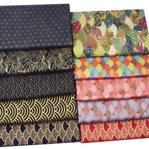 Fabric Japanese Cotton Bronze Fabric For DIY Kimono Sewing Dolls Bags Clothing Home Decoration Black Navy Blue Red Cloth 230904