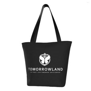 Alışveriş Çantaları Özel Tomorrowland Canvas Kadın Yeniden Kullanılabilir Bakkallar Belçika Elektronik Dans Festivali Alışveriş Yapıcı Tote