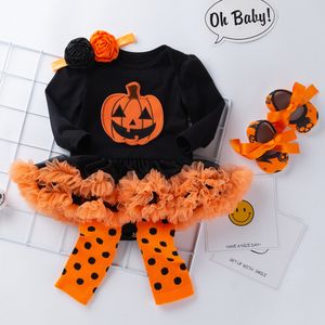 Sukienki dla dziewczynki dziewczyny sukienka dla dzieci z długim rękawem nadruk urodzony w kombinezonie Halloween dla dzieci 0-24 miesięcy kostium Rompers 230901