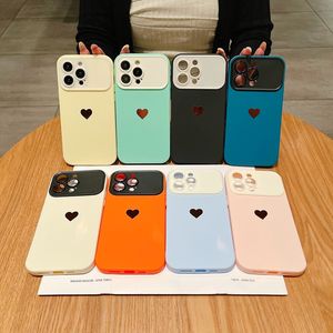 Moda Coração Amor Grande Janela Capas Para Iphone 15 14 Plus 13 Pro MAX 12 11 Iphone15 X XS MAX XR Cristal Bling Duas Cores Macio TPU Furo Fino Celular Capa Traseira Pele