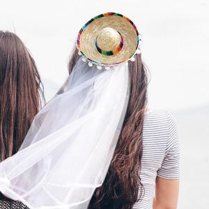 Haarspangen Braut Strohhut Haarnadel Zubehör Kopfbedeckung Hochzeit Kopfschmuck mit Schleier für Dekor