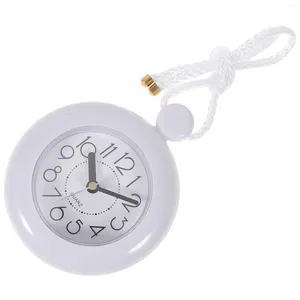壁時計小さな丸いバッテリーバスルームの防水時計の装飾ハンギングストラップシンプルな白いプラスチックミュート
