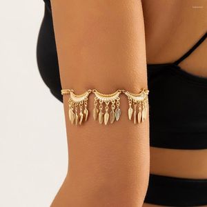 Link pulseiras punk metal folha pingente braço superior braço para mulheres vintage borla corrente pulseiras casal mão boho jóias steampunk