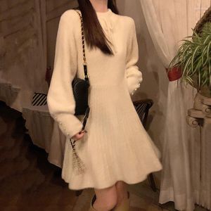 Casual Kleider Elegante Strickkleid Frauen 2023 Frühling Kawaii Fee Pullover Mini Weibliche Büro Süße Einteilige Koreanische Oberbekleidung