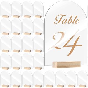 Otros suministros para fiestas de eventos 10203050PCS Conjunto de letreros de acrílico en arco Hoja transparente en blanco con soporte para tarjetas de lugar de madera Decoración de mesa para bodas 230901