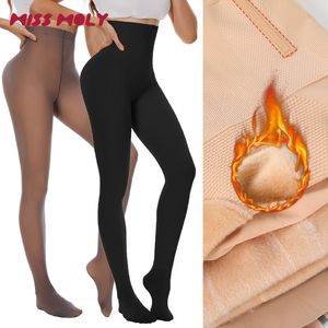 Women s Leggings Fleece Tights Autumn Winter Woman Pantyhose Translucent Wool Sock Pants Stocking Lined Thermal Legging Fake 230901