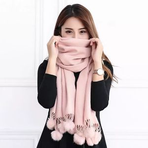 Schals 200*70cm Winter Solide Weiche Warme Kaschmir Schals UNISEX Lange Quasten Frauen Verdicken Wrap Schal Damen Wolle pashmina 270G schalldämpfer 230904