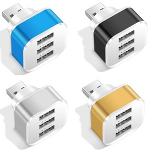 Portable USB Hub 3 Ports Expander Adapter 5W Mini USB 2.0 Port Splitter Hub QuickCharger Socket Wall Adapter Endast laddning med LED -indikator