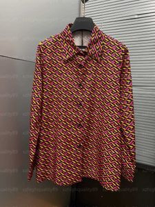 デザイナーシャツの女性ブラウスコントラストトップフォールファッション印刷長袖のシルクファブリックソフトコンフォートローキーラグジュアリーレディーブラウスデザイナートップレディースシャツ