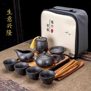 Tea Cups Set Purple Clay Portable Teapot Outdoor Travel Gaiwan of Ceremony Teacup Fine Gift Organizer 230901