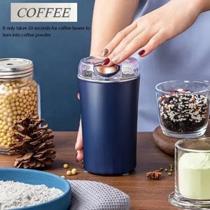 Mills Portable Grinder Mini stainless steel Electric Coffee Bean Herbs Salt Pepper Spices Nuts Grains Powder Crusher 230901