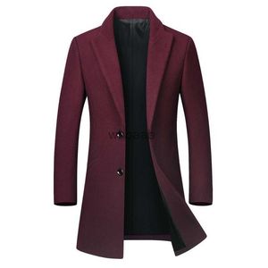 Lã feminina mistura outono e inverno novo estilo italiano masculino elegante e moderno de comprimento médio simples colarinho casual casaco de lã fino HKD230904