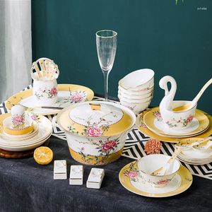Geschirr-Sets Jingdezhen chinesisches Keramikgeschirr und Kombination, praktisches Geschenk, Promotion, leichtes Luxus-Set