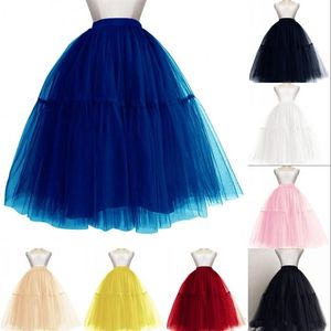 Nuovo 5 Strati Donne Midi Tulle Tutu Gonna Sottoveste Abito da sposa da sposa Prom Abito da ballo da sera sotto le gonne CPA10912125