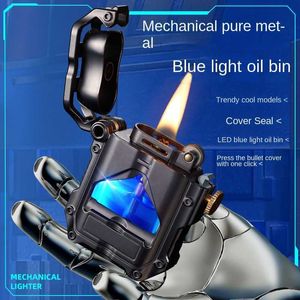 Windproof Kerosene Transparent Unusual Lighter Oil Tank Creative Metal Punk Style Flint Petroleum Lighters Smoking Accessories OSRP