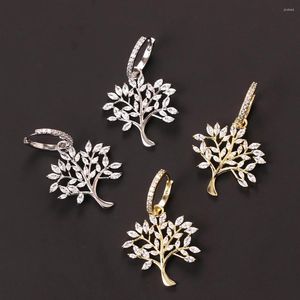 Stud Earrings 2023 Plant Drop Full Iced Out Micro Pave Cubic Zircon Jewelry Women Romantic For Party Delicate Gifts