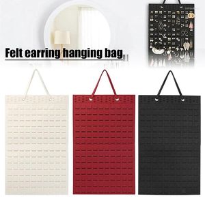 Jewelry Pouches Earrings Hanging Organizer Wall Earring Holder Soft Felt Hanger Necklace Display Storage For Women Girls