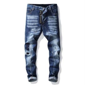Jeans strappati da uomo denim jeans buco carino casual slim Hombre lettera stella uomo ricamo patchwork pantalone per marchio di tendenza skinny 2491