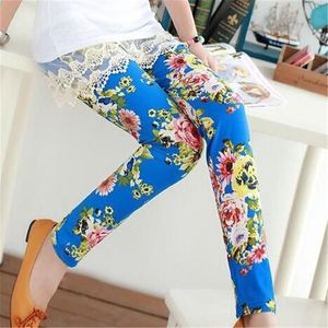 Kvinnors leggings nducjsi Kvinnor Casual Legging Flower Print Högkvalitativ elasticitetsbyxor i midjbyxor 230901