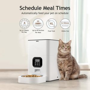 YUEXUAN Designer Automático Cat Dog Pet Feeders Distribuidor de alimentos secos com dessecante cronometrado e programável controle de tamanho de porção 4 refeições por dia Gravador de voz de 10s