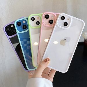 Doces à prova de choque silicone pára-choques caso de telefone para iphone 15 14 plus 11 12 13 pro max x xs xr 8 7 plus se proteção transparente capa traseira