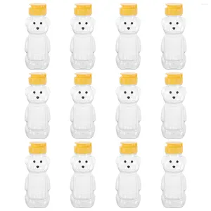 Set di stoviglie Bottiglia di orso 12 pezzi Bottiglie vuote spremute di miele con tappo coperchio Dispenser di marmellata di senape e salsa di condimento da 240 ml