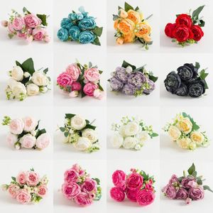 Decorative Flowers Bouquet Of Artificial Fake Peony Persian Roses For Living Room Home Decoration Wedding