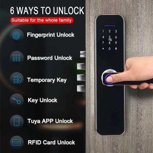 Dörrlås WiFi Electronic Smart Door Lock med Tuya App Security Biometric FingerPrint Lock Password RFID Card HKD230903