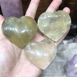 Smycken påsar naturlig kristall original stenpolerad citrin kvarts hjärtformad kärlek citron topas läkning