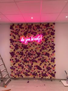 Dekorativa blommor konstgjorda siden rose blomma vägg matta champagne mattor romantisk bröllop bakgrund dekoration blommig bakgrund
