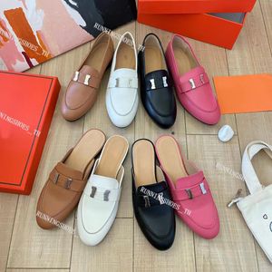 Designerskor Kvinnor Paris Loafers Läder Luxury Slipper Low Cut Slip-On Casual Walk Shoes Outdoor Muller Lady Slides