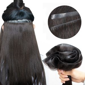 Perucas de renda invisível longa fita pu trama cabelo humano pacotes reais cabelo natural sem costura fita injetada sem cola no cabelo grosso termina 230901