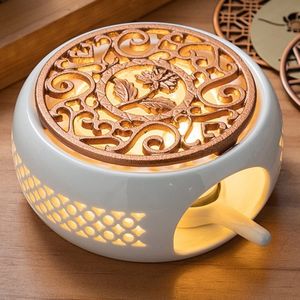 Tea Trays LUDA Ceramic Teapot Warmer Holder Base Insulation Coffee Water Candle Heating Teaware 230901