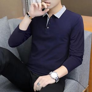 Mens Polos Spring Summer Branded Shirts For Men Polo Original Luxury Designer Solid Cotton Long Sleeve Button Casual Vneck Tops 230904