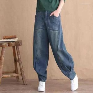 Frauen Jeans Herbst Winter Koreanische Streetwear Vintage Hohe Taille Frauen Casual Lose Baumwolle Denim Hosen Weibliche Harem Hosen