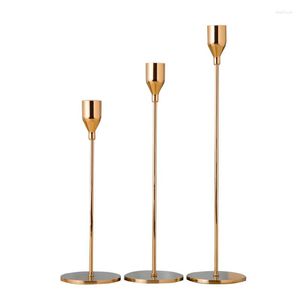 Candle Holders 3 Stks/Set Chinese Stijl Metalen Kandelaars Eenvoudige Gouden Bruiloft Decoratie Party Woonkamer Decor Home Kandelaar