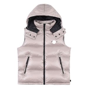 Peito carta crachá com capuz masculino para baixo colete volta letras imprimir gilet chapéu destacável gilets inverno quente coletes tamanho 1--5271z