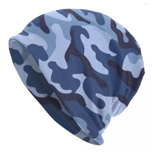 Basker blå marin camo bonnet hatt stickning män kvinnor hip hop unisex armé militär kamouflage vinter varma mössa mössa