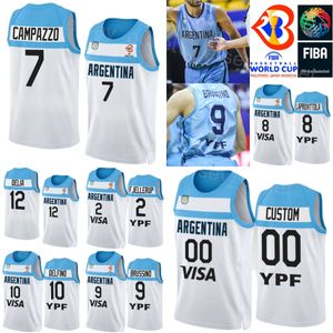 Print World Cup 2023 Argentina Basketball 9 Nicolas Brussino Jersey National Team 10 Carlos Delfino 8 Nicolas Laprovittola 12 Marcos DELIA 2 Maximo Fjellerup Sport