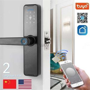 Fechaduras de porta Tuya Smart Home Fechadura Eletrônica Impressão Digital Biométrica Chave Digital Senha Cartão Casas Proteção de Segurança Vida HKD230904