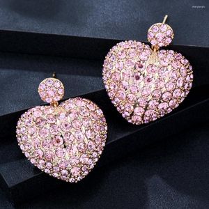 Baumelnde Ohrringe Soramoore Luxus funkelnde Herz-Tropfen für Frauen, Hochzeit, Party, CZ, Dubai, Brautgeschenk, Modeschmuck