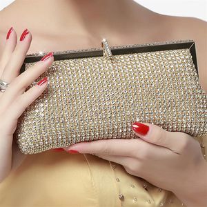 Luxurious Diamond Rhinestone Bag Party Clutch Purse Crystal Evening Banquet Handbag Silver Gold and Black Color233d